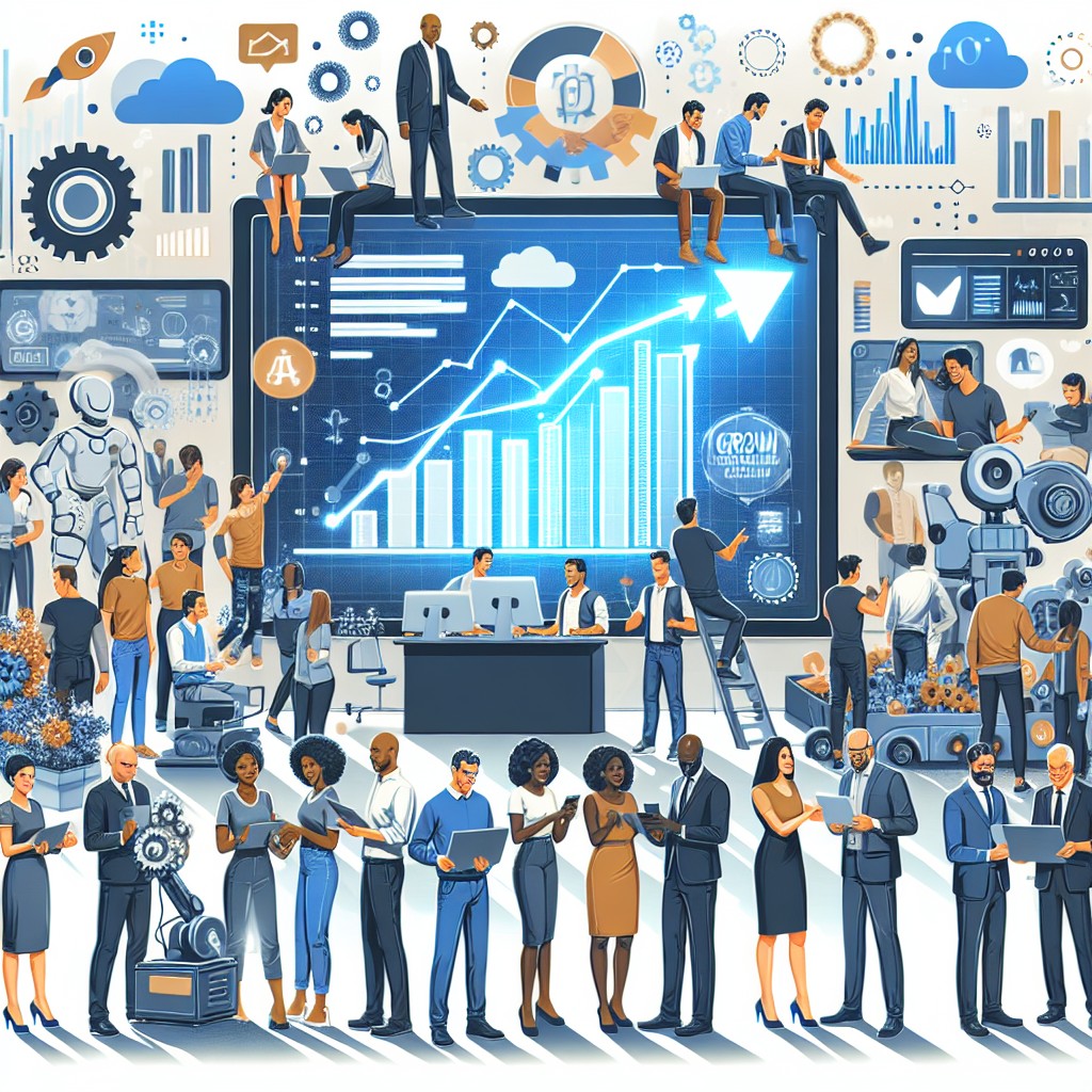 Illustration de PME intégrant la technologie moderne pour la croissance