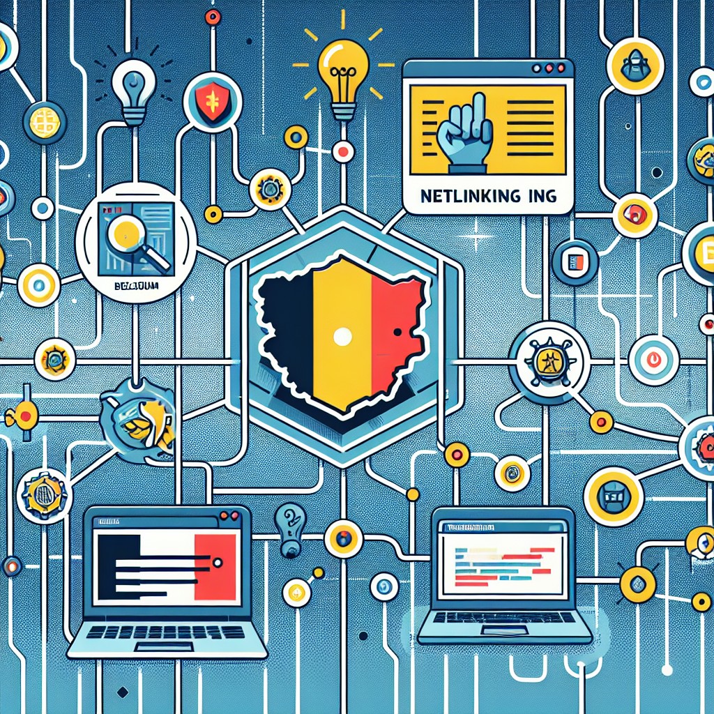 Illustration de la stratégie de netlinking en Belgique, montrant des liens hypertextes connectant divers sites web.