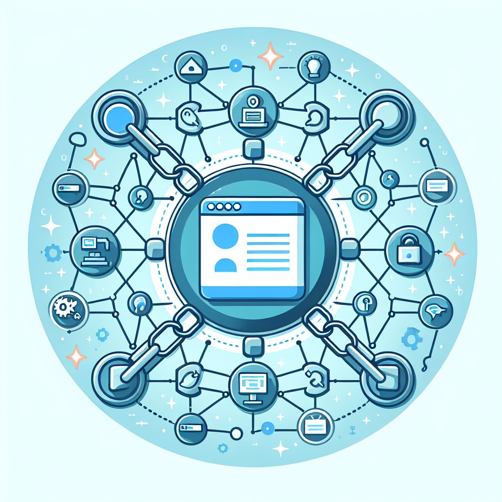 Illustration montrant des backlinks entourant un site web, symbolisant le réseau et la connectivité SEO.