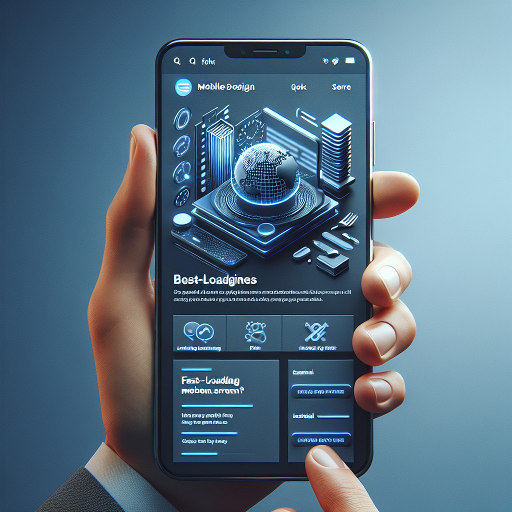 Smartphone displaying a fast-loading website with optimized, responsive design reflecting mobile SEO practices.