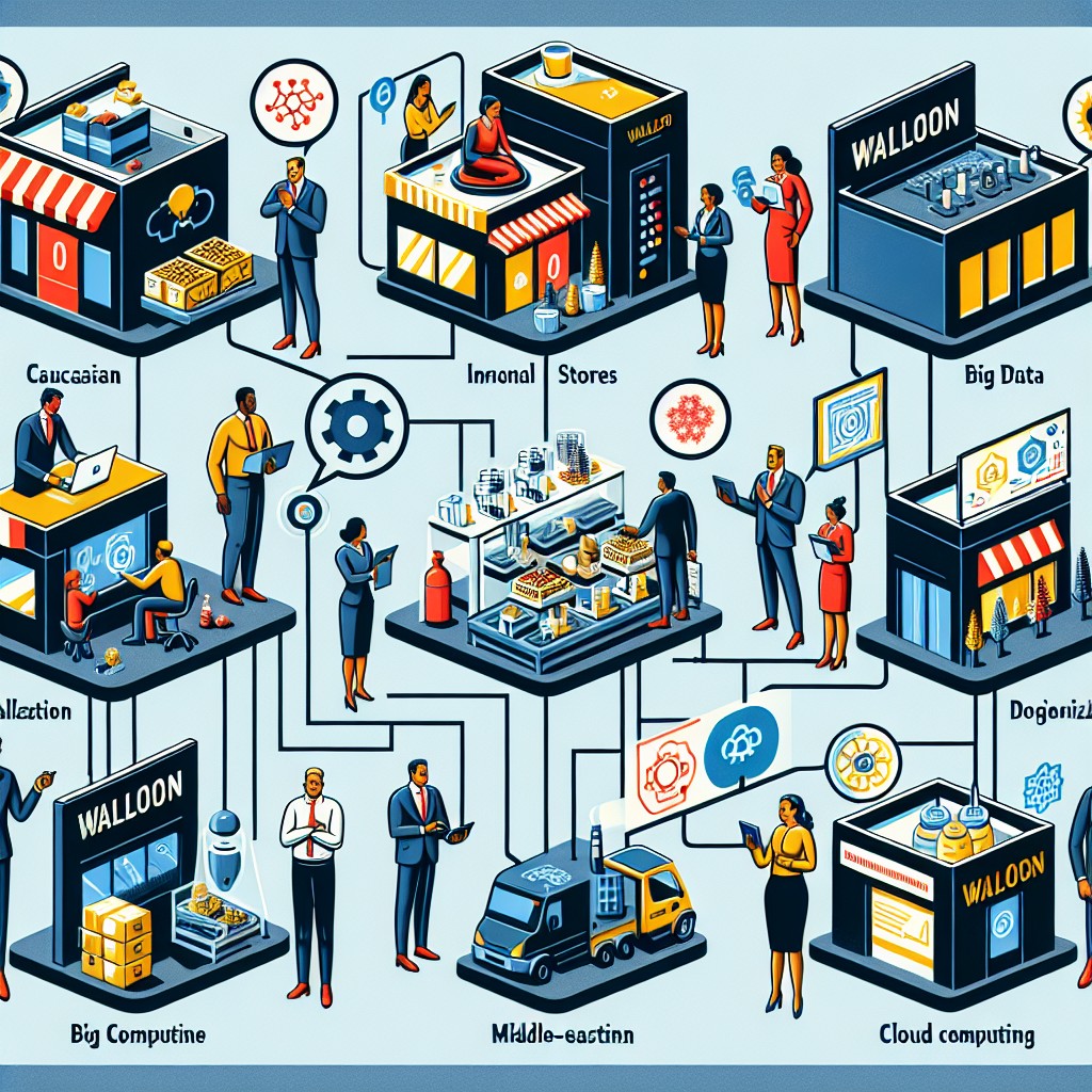 Vue illustrant des entreprises wallonnes intégrant des technologies digitales pour améliorer leur compétitivité.