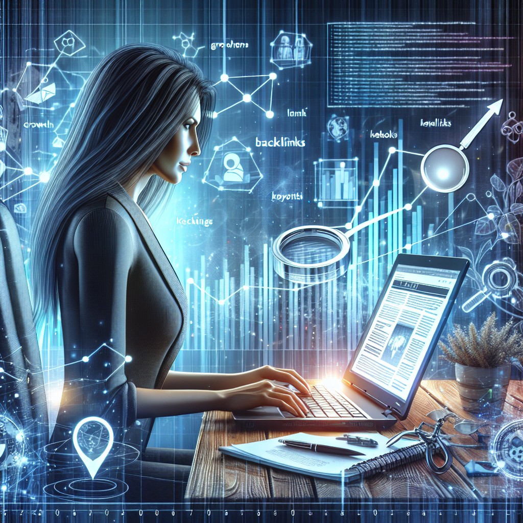 Cover image showing a small business owner optimizing their website on a laptop, surrounded by graphs and SEO icons.