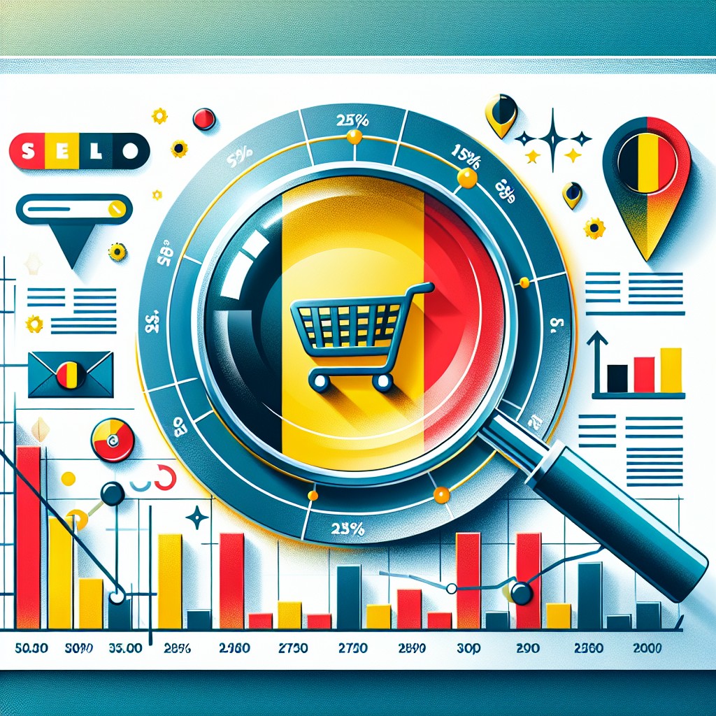 Image de couverture illustrant la croissance d'un e-commerce belge grâce au SEO, avec des symboles de recherche et de conversion.