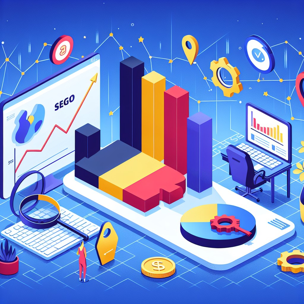 Illustration montrant des graphes et des statistiques représentant les tendances du référencement SEO en Belgique.