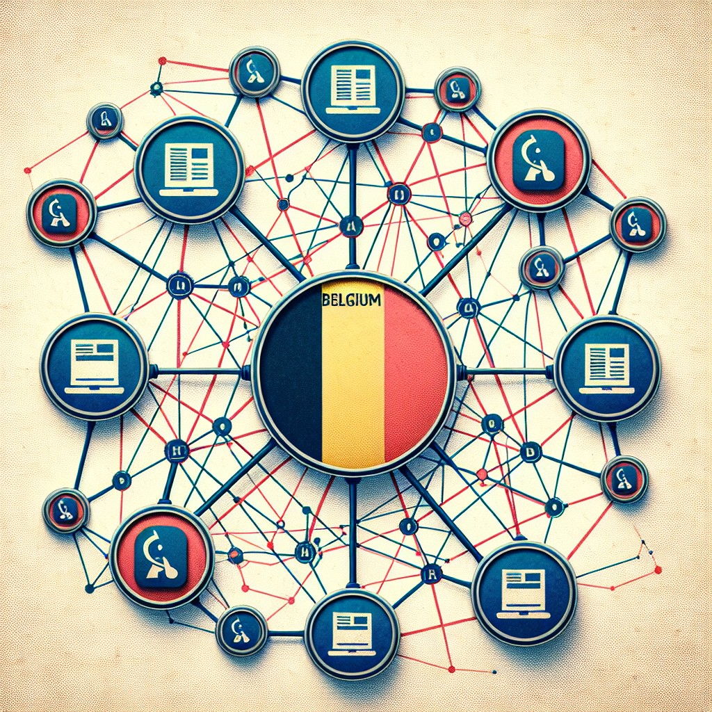 Un graphique représentant des liens entre différents sites web, illustrant l'importance des liens pour le SEO en Belgique.