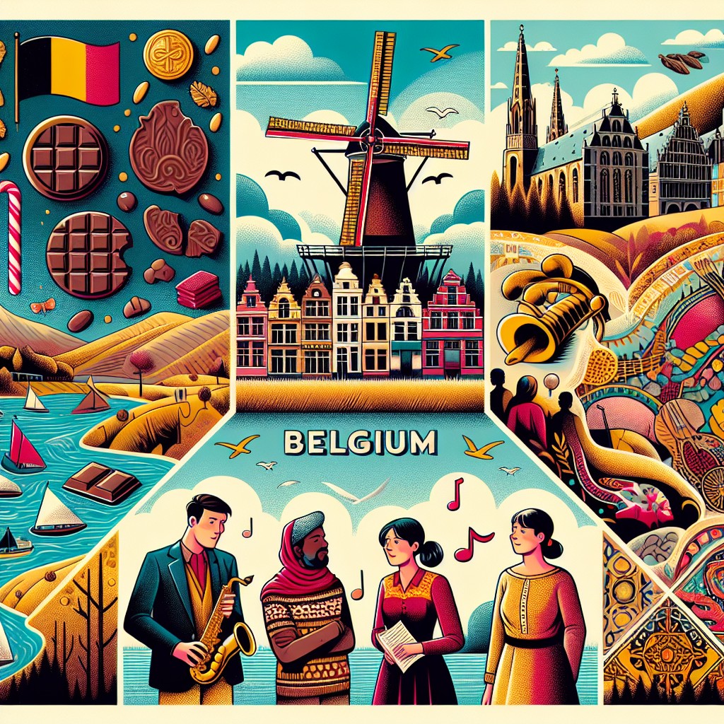 Image de couverture présentant la diversité culturelle et linguistique de la Belgique, avec des éléments représentant les trois régions principales.