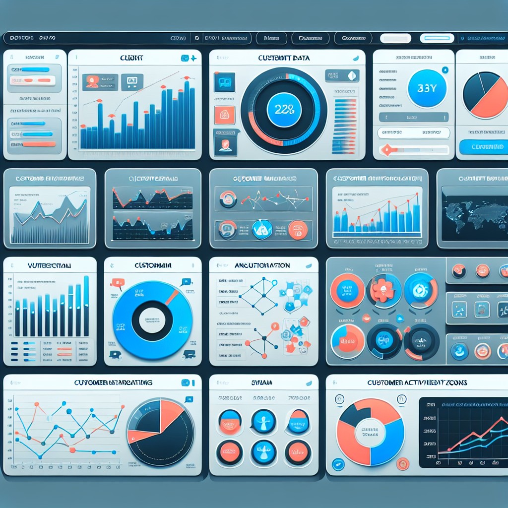 Illustration d'un tableau de bord CRM avec des données clients et des graphiques d'analyse