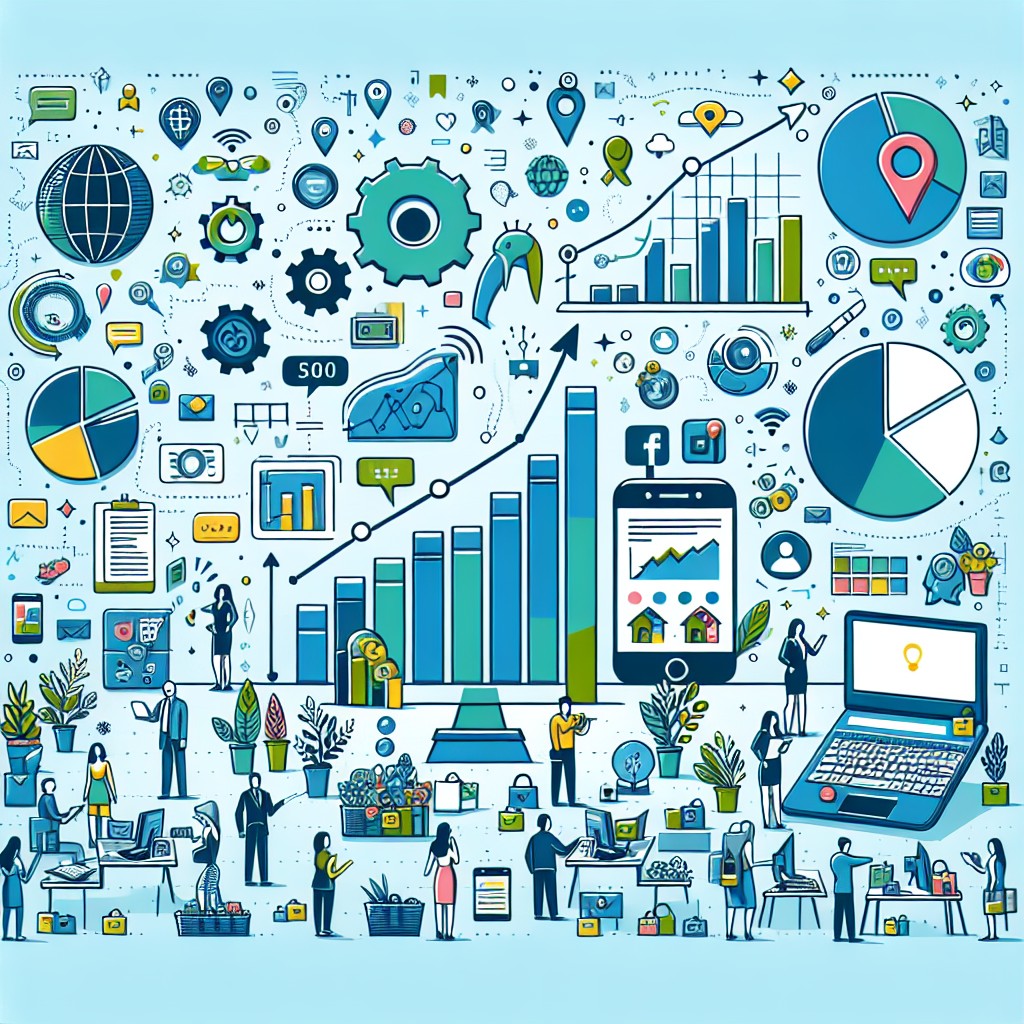 Image de couverture montrant une PME en ligne avec des graphiques de croissance et des icônes de réseaux sociaux.