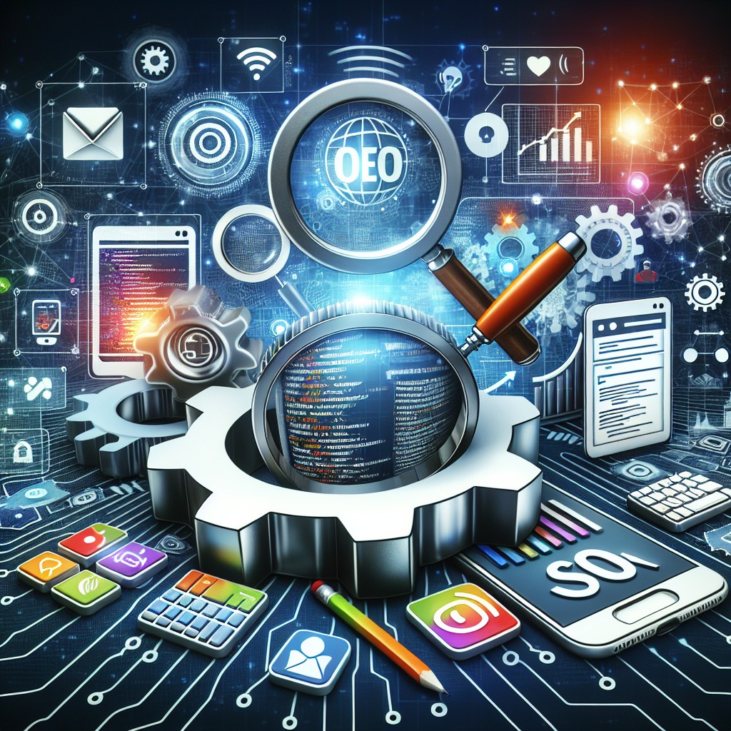 Image de couverture représentant la transformation digitale avec des éléments de SEO et de marketing en ligne