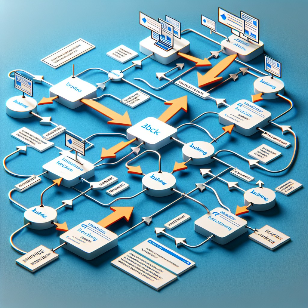 Un diagramme illustrant le concept de netlinking, avec des flèches montrant des backlinks entre différents sites web.