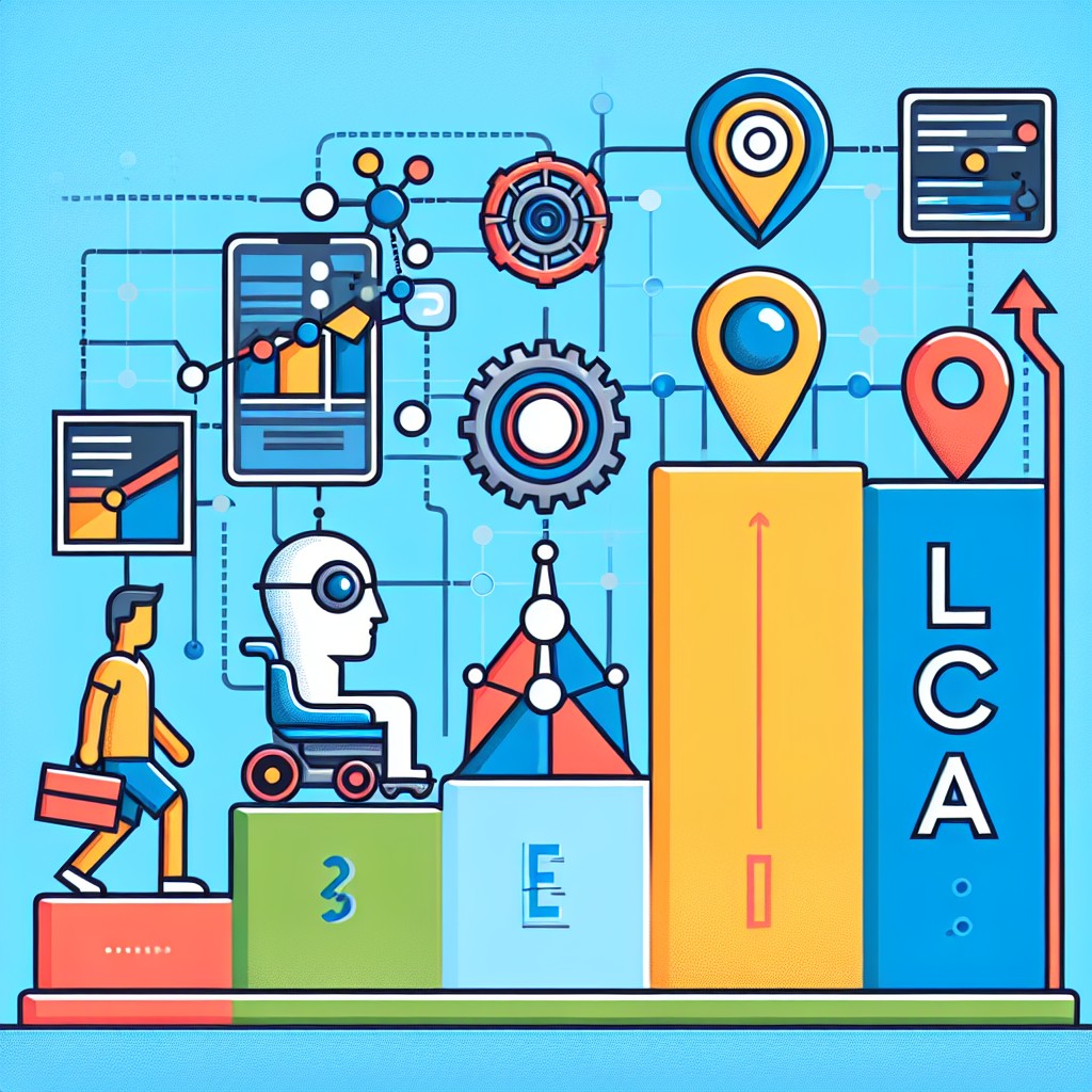 Un graphique illustrant l'évolution du SEO local, mettant en avant l'importance de l'IA et des technologies émergentes.