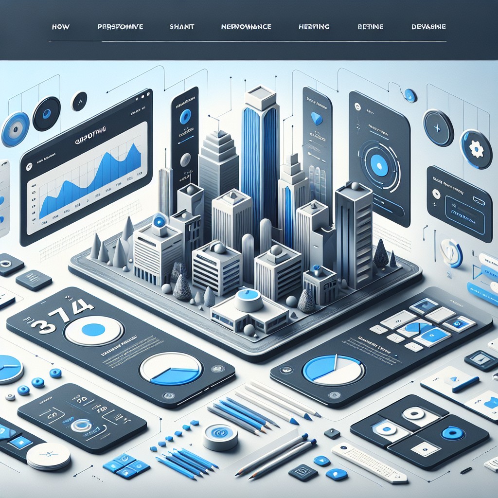 Vue d'ensemble moderne d'un site web performant, avec des graphiques de croissance et des éléments de design responsive.