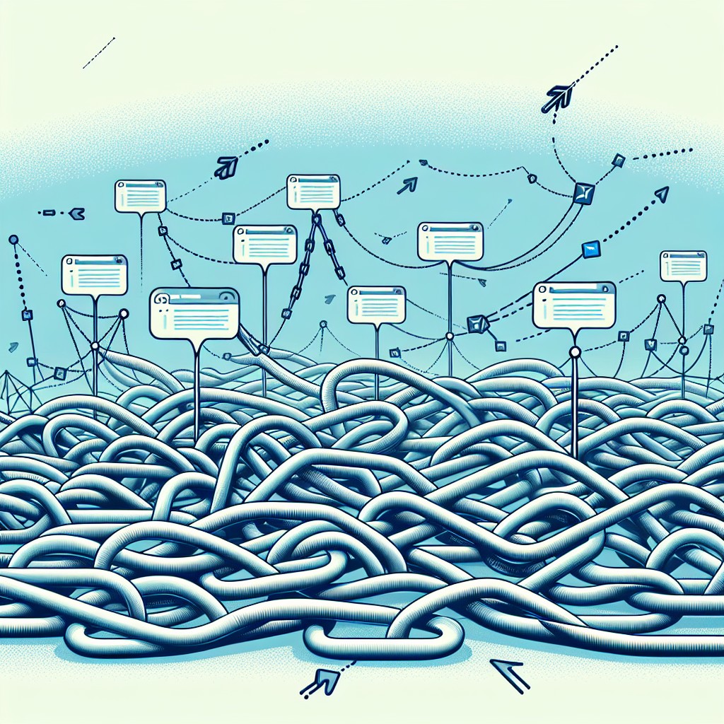 Image de couverture illustrant des chaînes de réseaux mettant en évidence l'interconnexion des sites web à travers les backlinks.