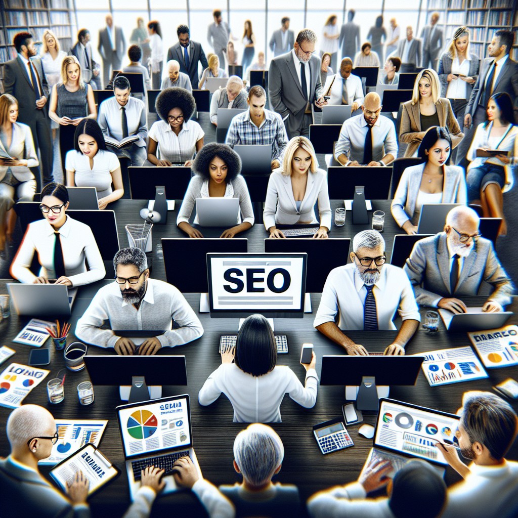 Image de couverture représentant des PME utilisant des ordinateurs pour optimiser leur SEO.