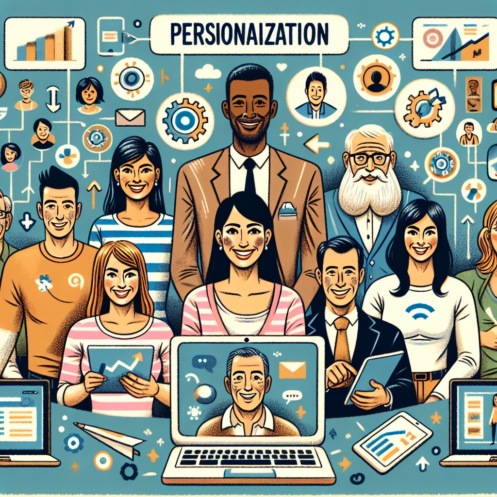 Couverture d'article sur l'importance de la personnalisation pour les PME, avec des illustrations de clients satisfaits et de technologies modernes.