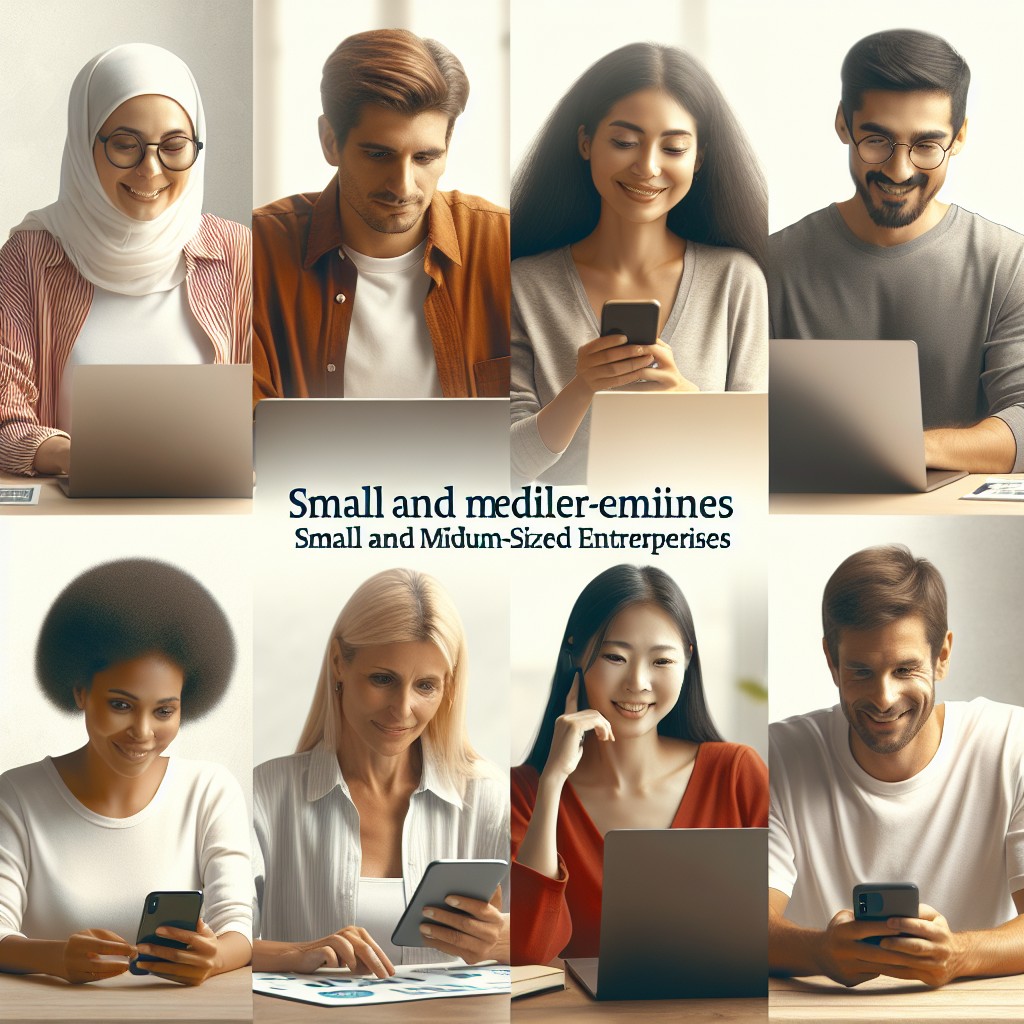 Image de couverture montrant des PME utilisant des ordinateurs et des smartphones pour des activités de marketing digital