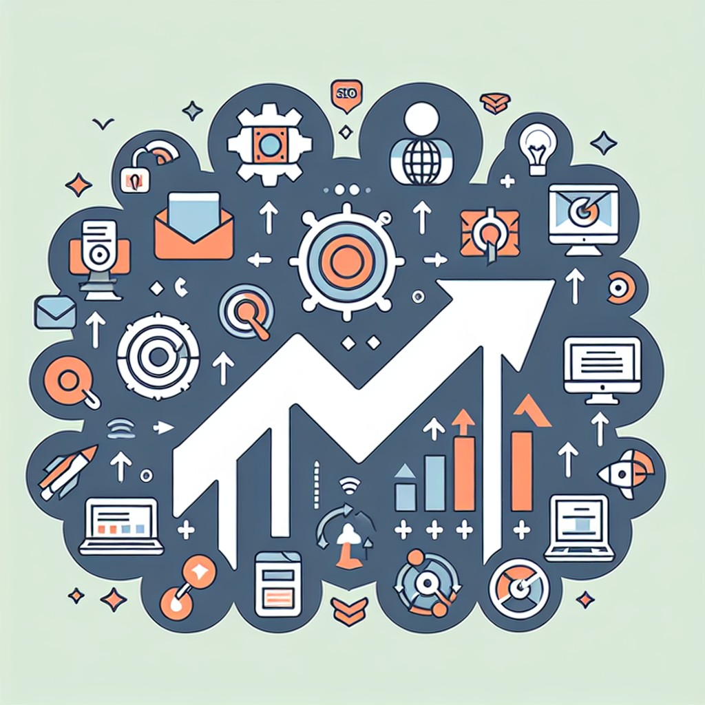 Image de couverture représentant des icônes de marketing digital automatisé avec des flèches symbolisant l'efficacité et la croissance des PME.