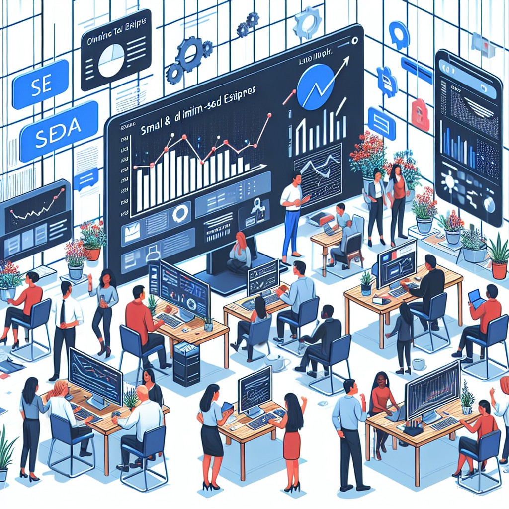 Illustration de PME utilisant des outils digitaux pour renforcer leur croissance en ligne.