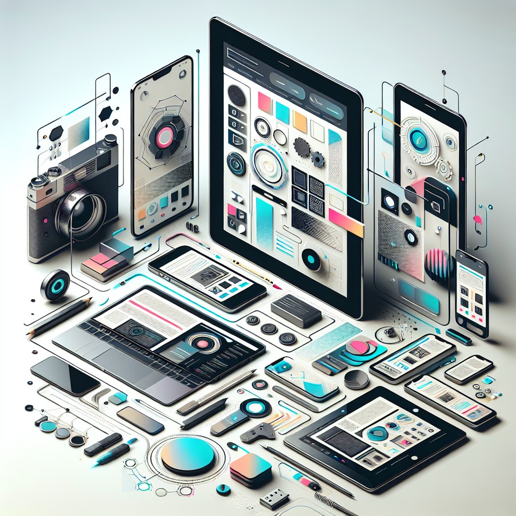 Image de couverture illustrant des tendances web modernes avec des éléments de design épurés, mobiles et technologies innovantes.