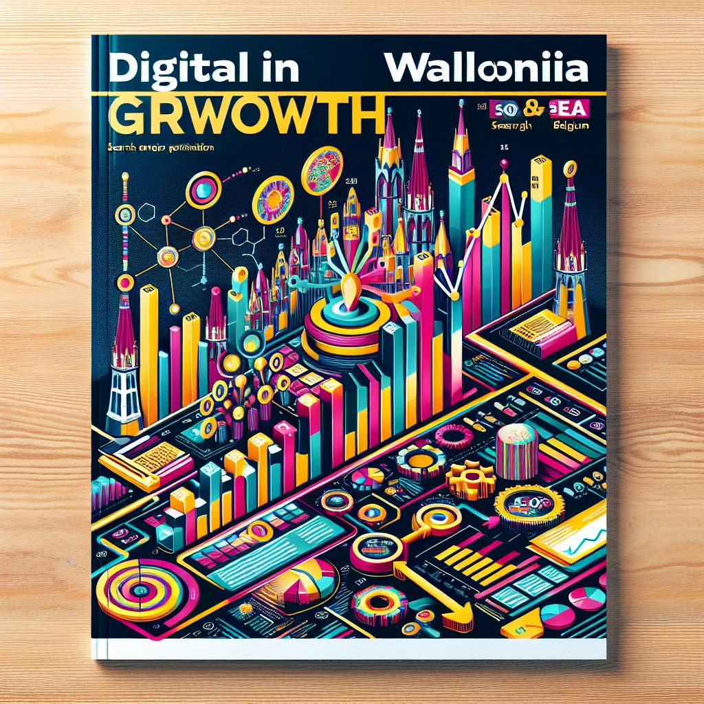 Image de couverture - Représentation de la croissance digitale en Wallonie illustrée par des graphiques de référencement SEO et SEA.