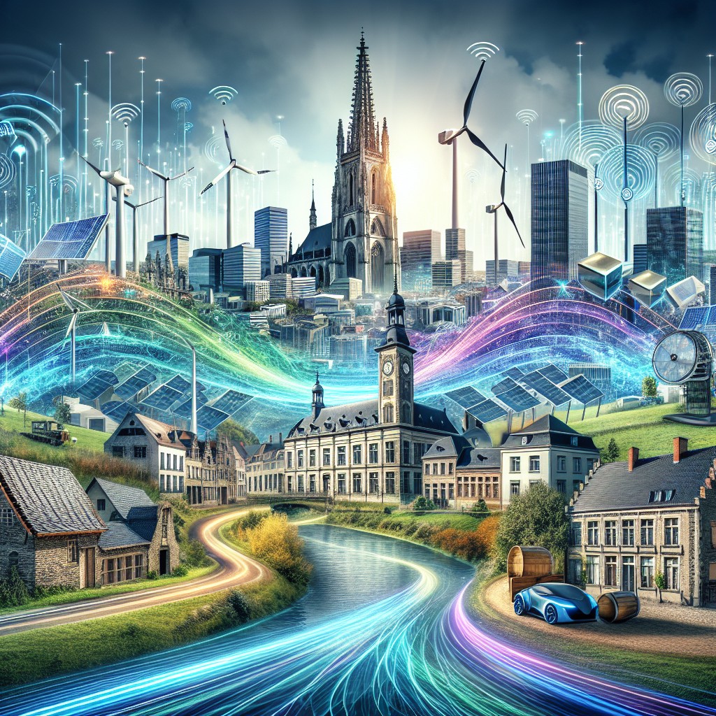 Une image de la Wallonie illustrant sa transformation numérique avec des éléments de technologie moderne.