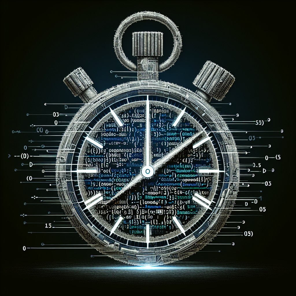 Image de couverture montrant un chronomètre fondé sur des éléments de code informatique pour symboliser la vitesse des sites web.