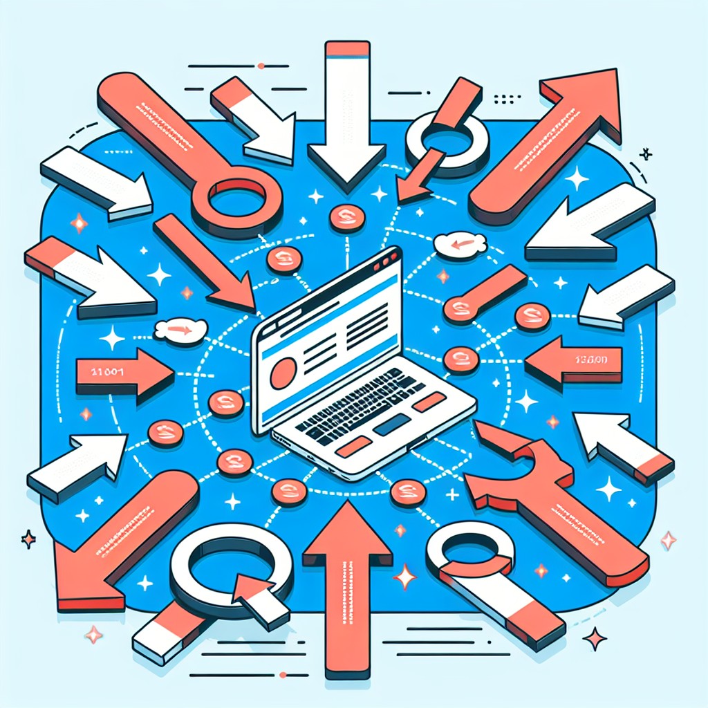 Un graphique illustrant l'importance des backlinks dans le référencement web, avec des flèches pointant vers un site web central.