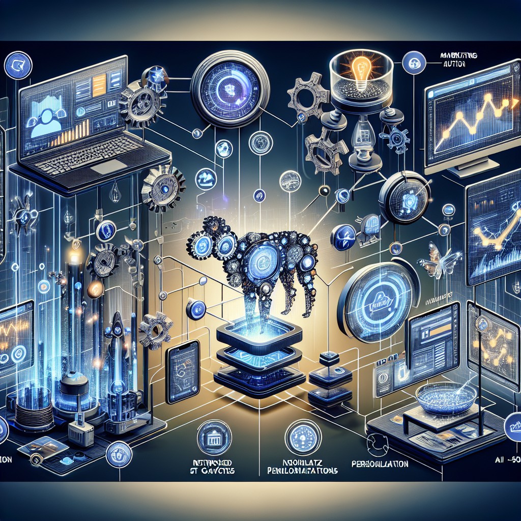 Illustration montrant des éléments de technologie et de personnalisation relatifs au marketing automation en 2024.