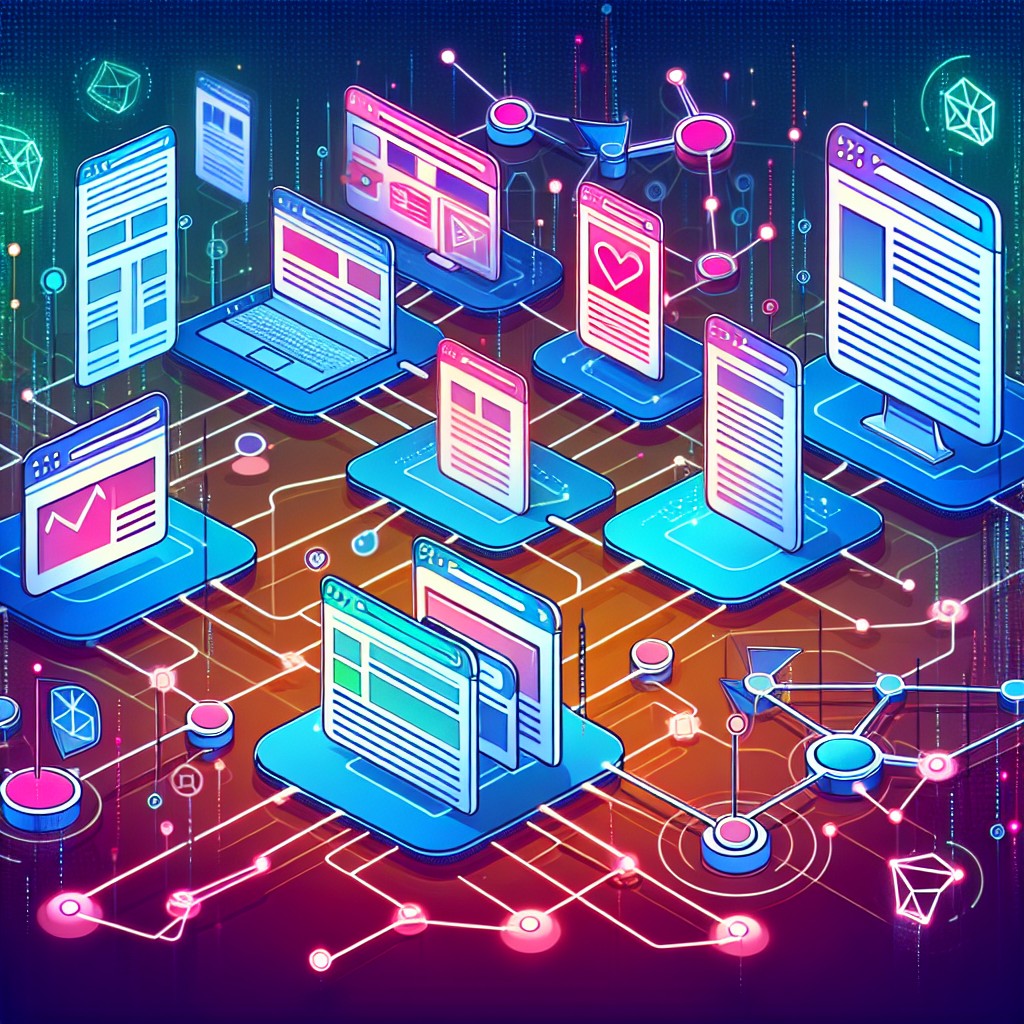 Illustration montrant des connexions de liens entre différents sites web, symbolisant les backlinks.