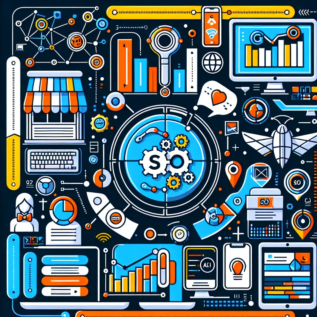 Image de couverture représentant des éléments de SEO et intelligence artificielle liés à une entreprise locale.