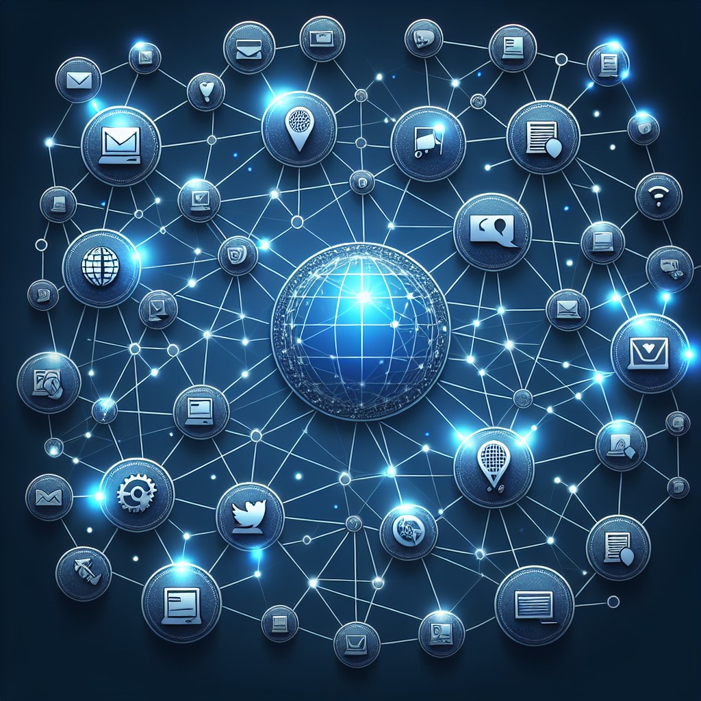 Illustration montrant des connexions entre des sites web, symbolisant le concept de netlinking.