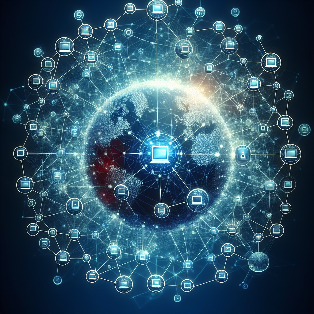 Une illustration représentant un réseau de sites web interconnectés par des liens, symbolisant l'importance des backlinks dans la sphère numérique.