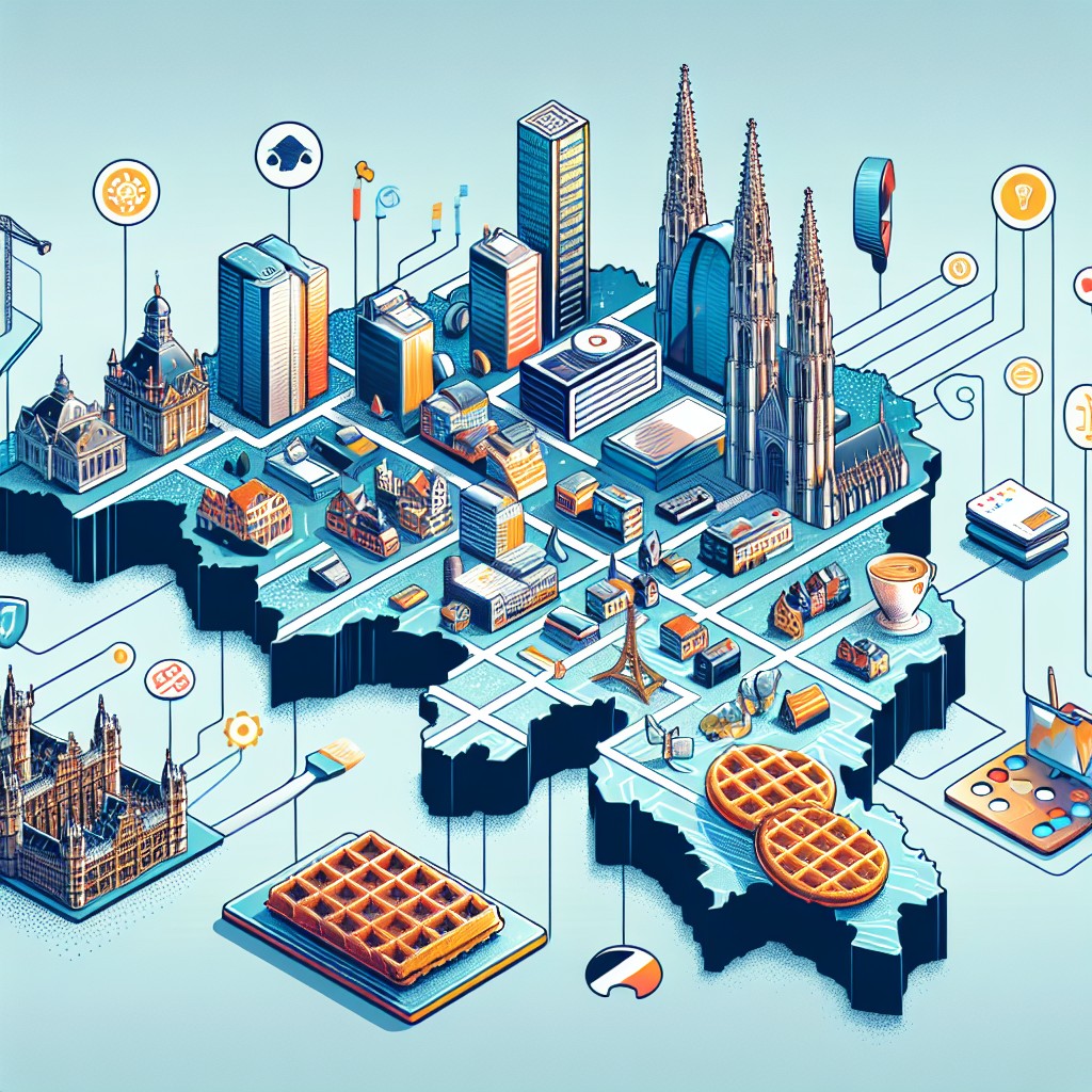 Couverture de l'article montrant une carte de la Belgique avec des icônes digitales représentant la diversité technologique et culturelle.