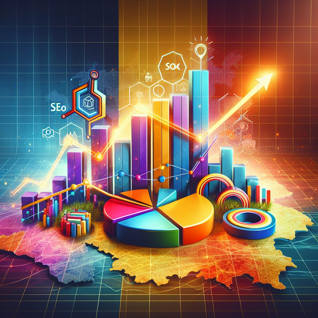 Graphique coloré illustrant la croissance du SEO et du marketing digital en Belgique