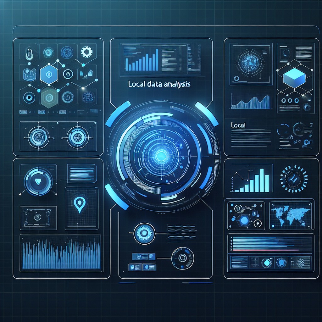 Illustration d'une interface utilisateur représentant l'analyse de données locales par une intelligence artificielle.