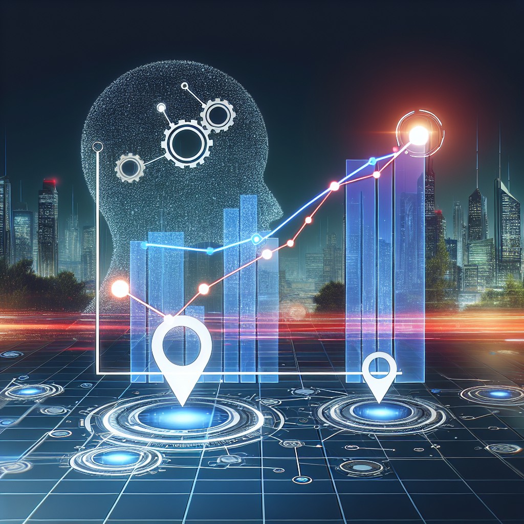 Une illustration d'un graphique représentant la synergie entre l'intelligence artificielle et le référencement local, montrant l'avenir du marketing digital.