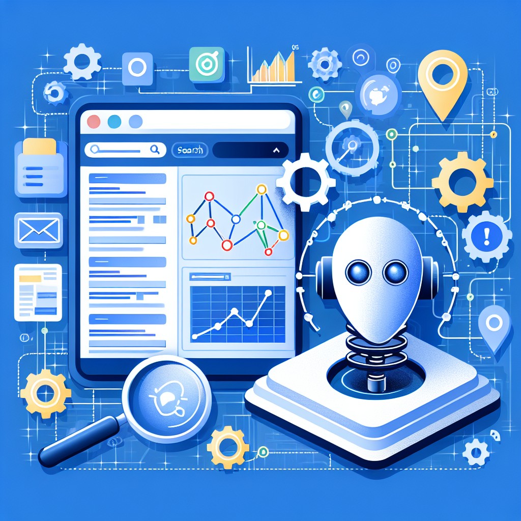 Illustration montrant l'intégration de l'intelligence artificielle avec des outils de référencement local, y compris un profil d'entreprise optimisé sur Google My Business.