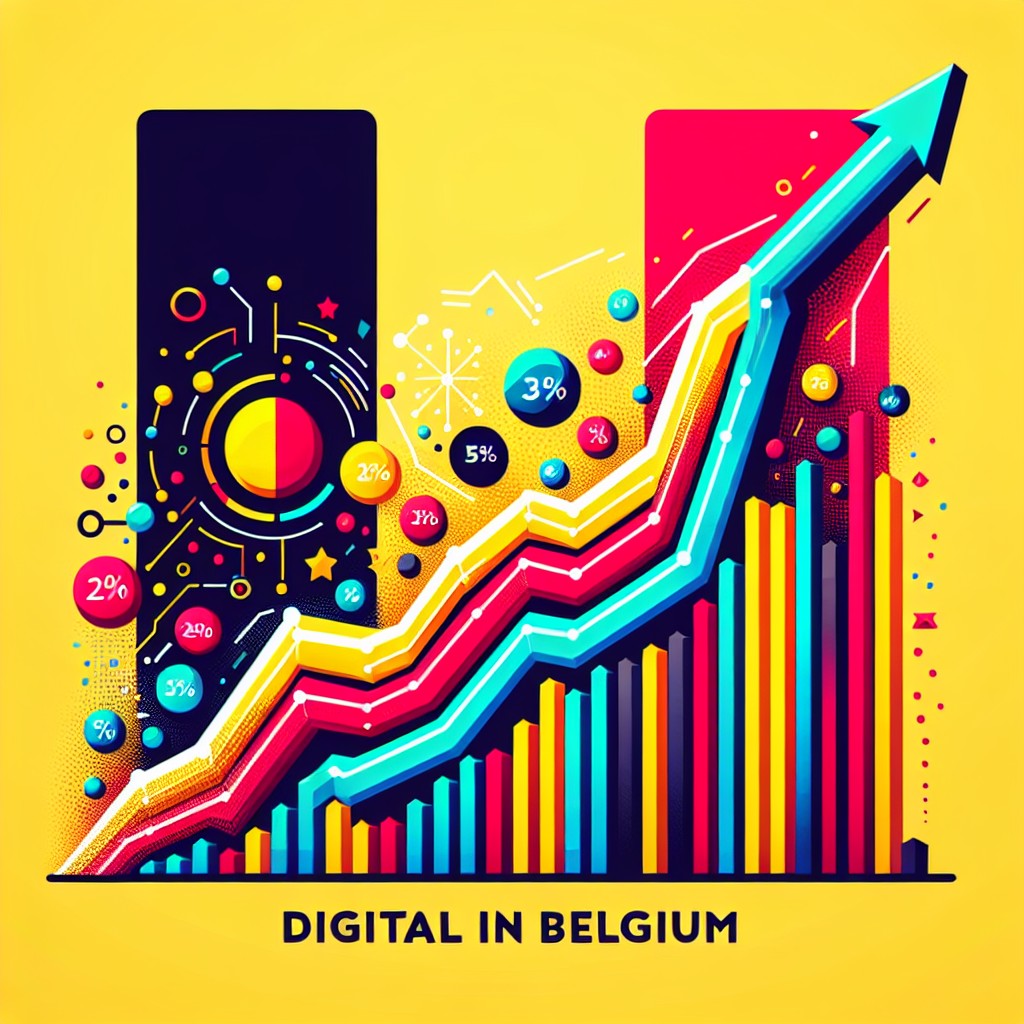 Graphique coloré montrant une croissance digitale en Belgique, symbolisant l'opportunité dans le marché digital belge