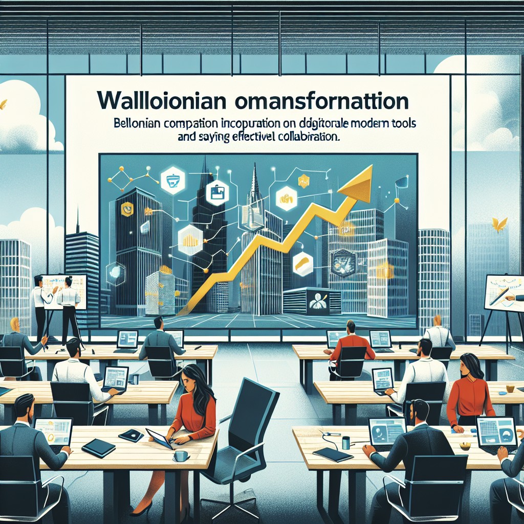 Couverture de l'article montrant des entreprises wallonnes en pleine transformation digitale, intégrant des outils modernes et collaborant efficacement.