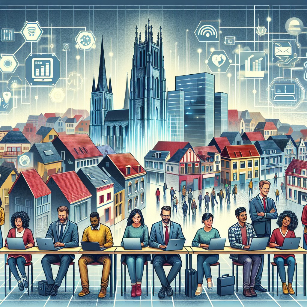 Image de couverture illustrant la transformation digitale en Wallonie avec des éléments technologiques modernes.