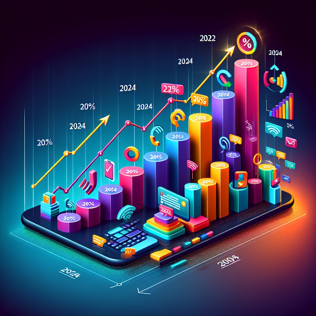 Graphique dynamique montrant l'augmentation de l'usage mobile pour la recherche en ligne en 2024