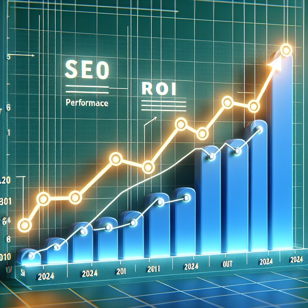 Un graphique illustrant une tendance ascendante des performances SEO et ROI pour 2024.