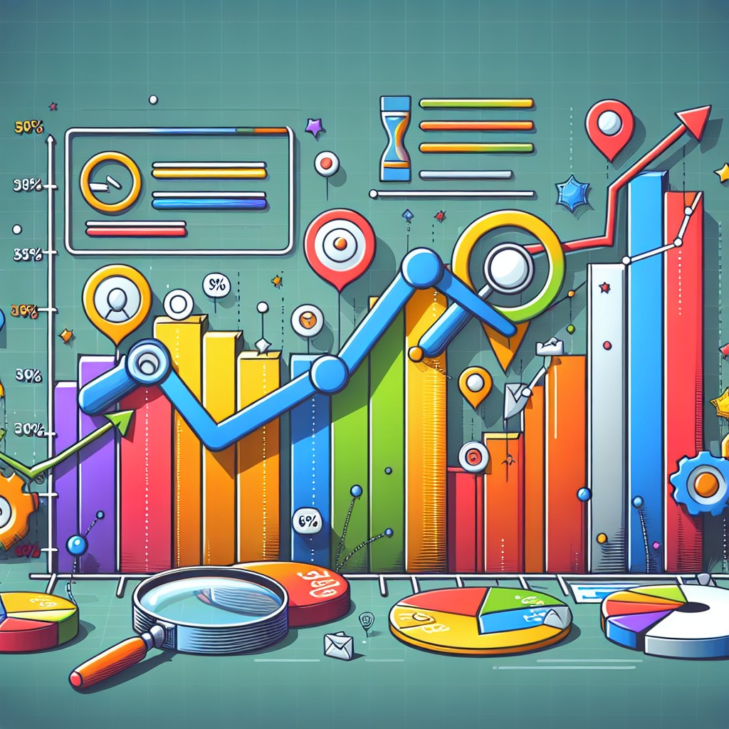 Graphique coloré illustrant la croissance de la visibilité en ligne grâce au SEO