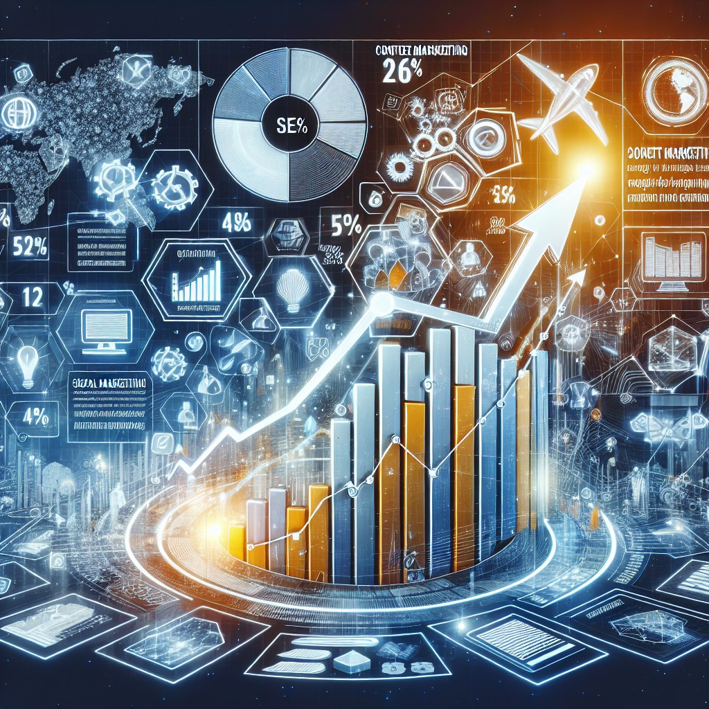 Une illustration montrant la courbe ascendante de la croissance en ligne d'une entreprise grâce à des stratégies de webmarketing efficaces.