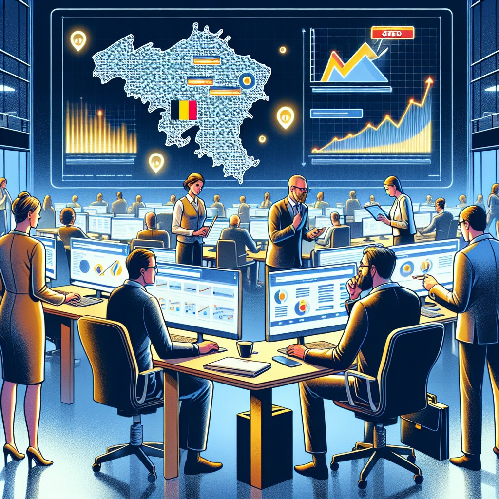 Illustration d'entreprises belges utilisant des méthodes de SEO avancées pour améliorer leur visibilité en ligne en 2024.