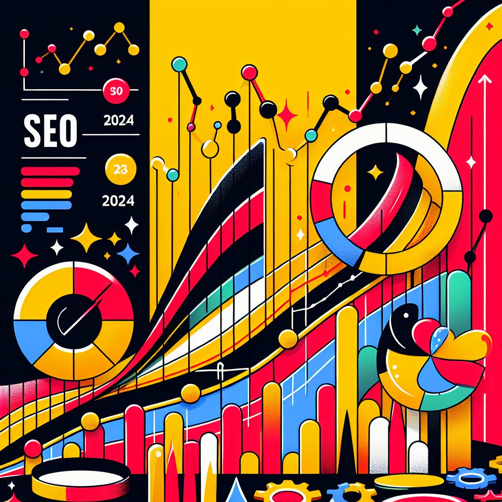 Graphique vibrant illustrant les tendances SEO 2024 en Belgique