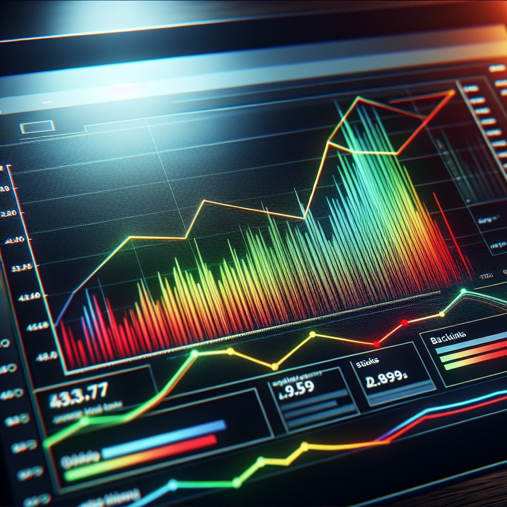 Un écran d'ordinateur montrant un tableau de bord d'analyse SEO avec un graphique en croissance.