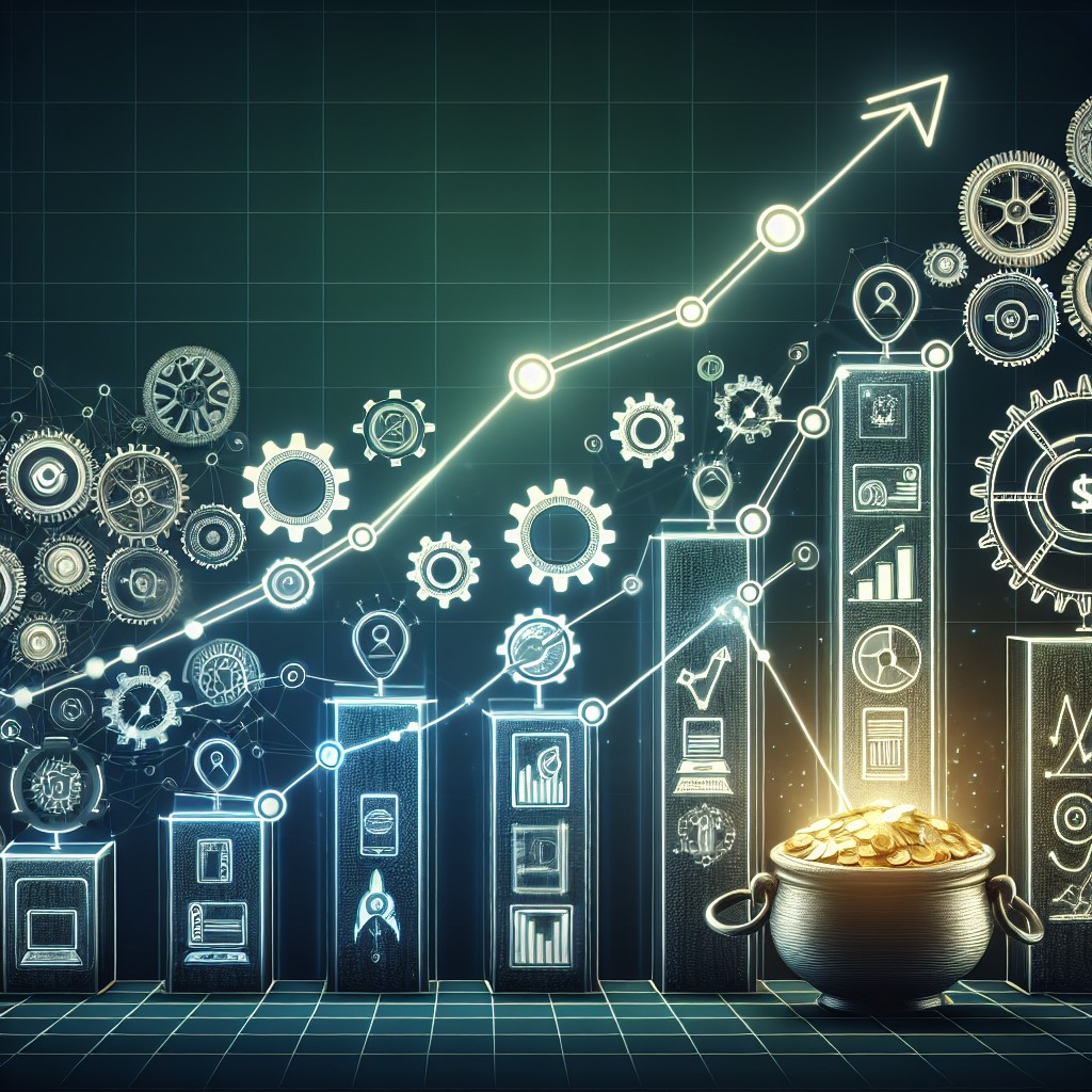 Alt text : Une illustration de la connexion entre les tendances SEO modernes et le retour sur investissement pour 2024, avec des éléments symboliques de croissance et technologie.