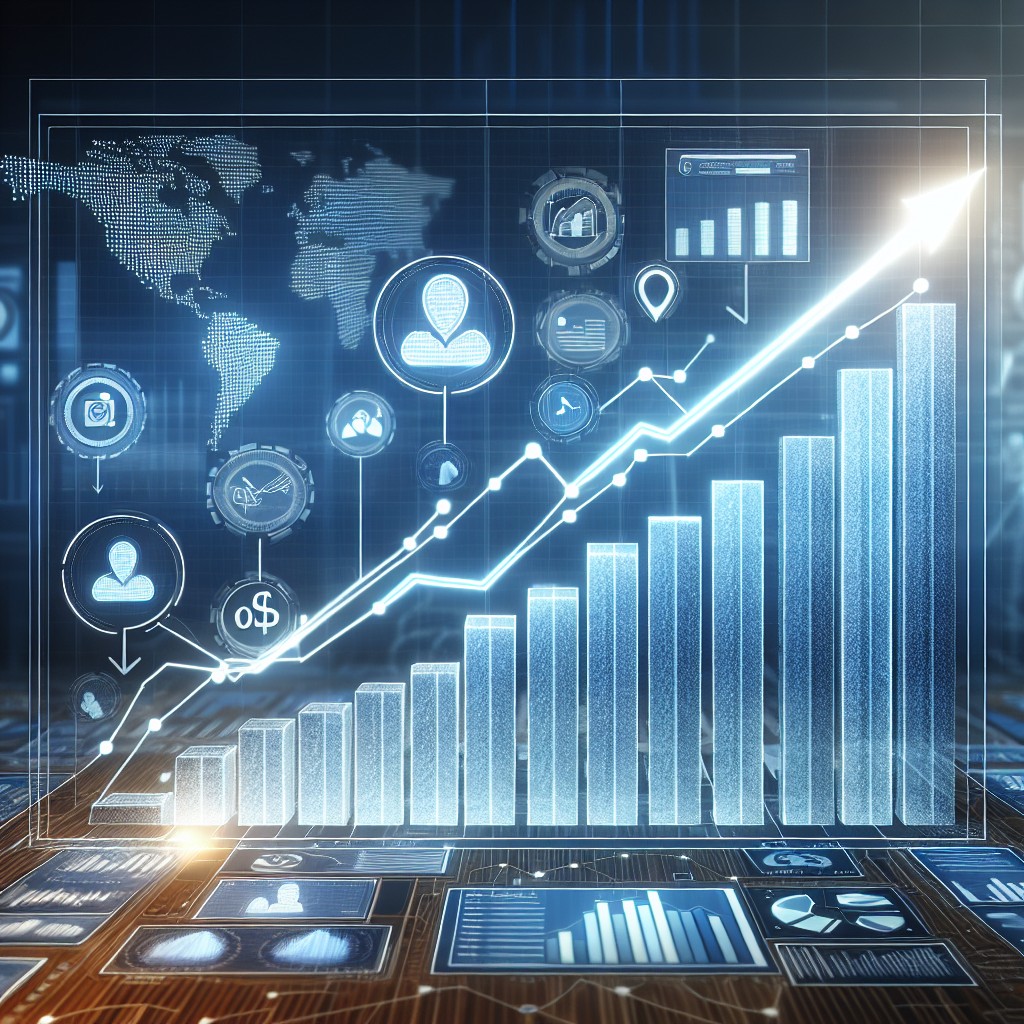 Une image montrant un graphique de montée en flèche représentant la croissance de la visibilité en ligne grâce aux stratégies digitales.