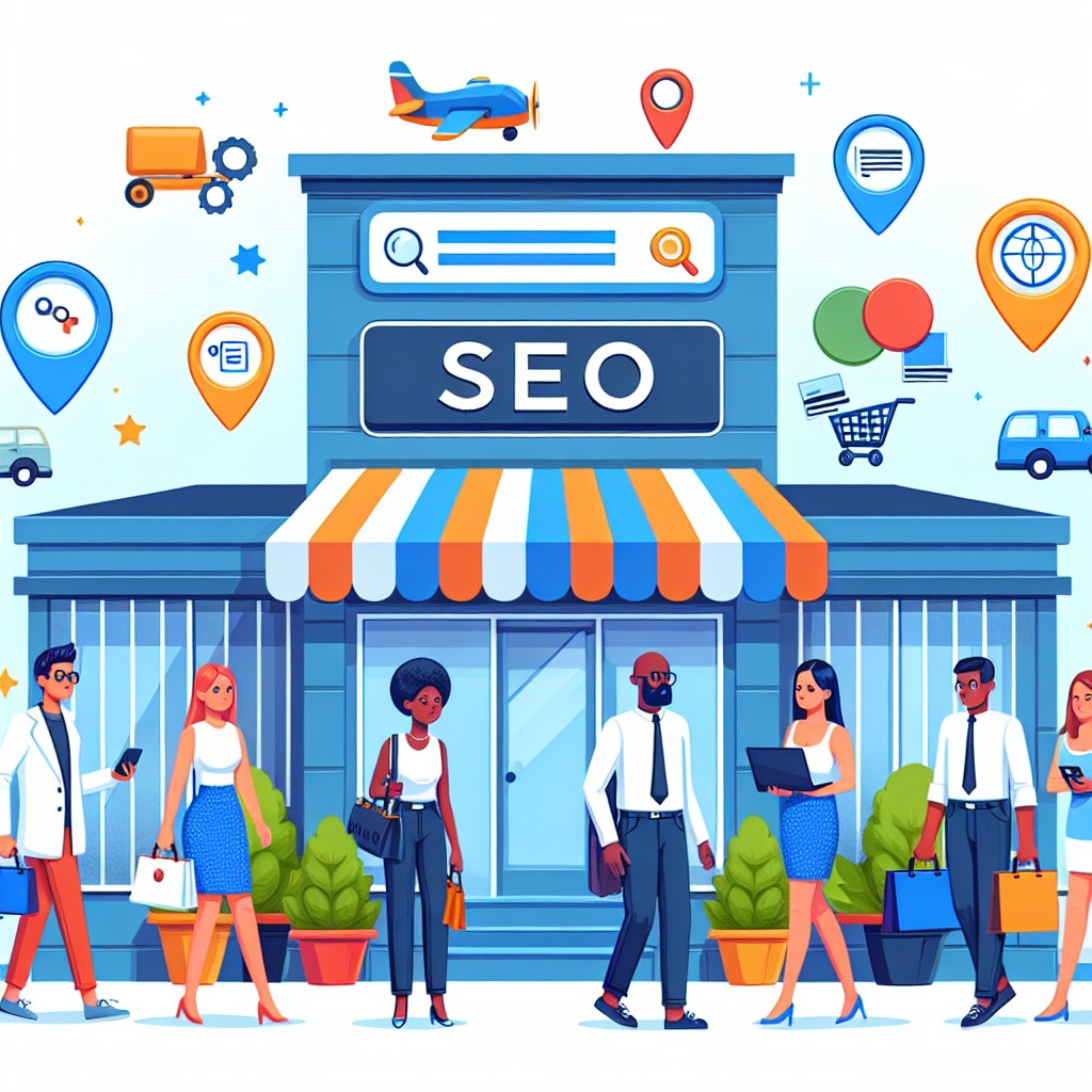 Illustration d'une entreprise locale attirant des clients grâce à une stratégie de SEO optimisée.